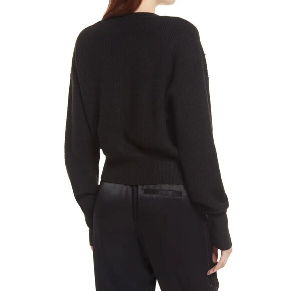 Halogen Women's Embellished Cropped Cardigan Sweater Black Size Medium - Picture 3 of 10